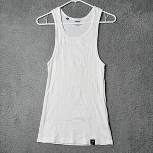 Gymshark Ribbed Tank Top Men’s Medium White Athletic Muscle Fit Workout Shirt